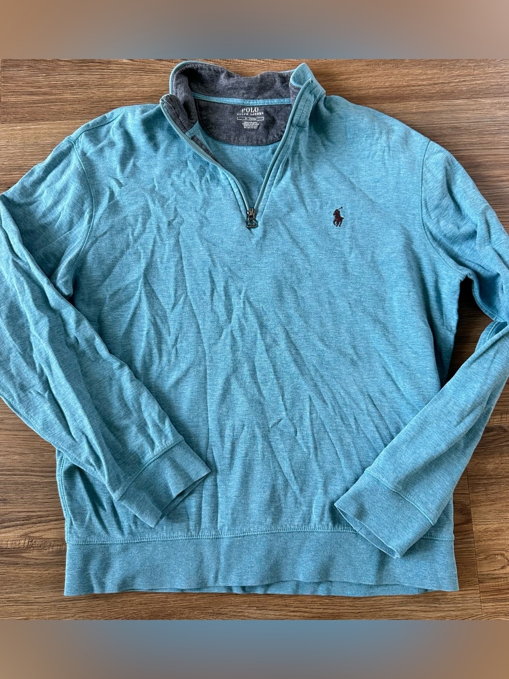 Polo Ralph Lauren Sweater Mens Medium Blue 1/4 Zip Pullover Preppy Classic Pony